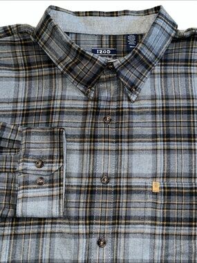 Izod Flannel Shirt Mens 3XLT 3XL Tall long Sleeve Plaid  Button Down NWT $65